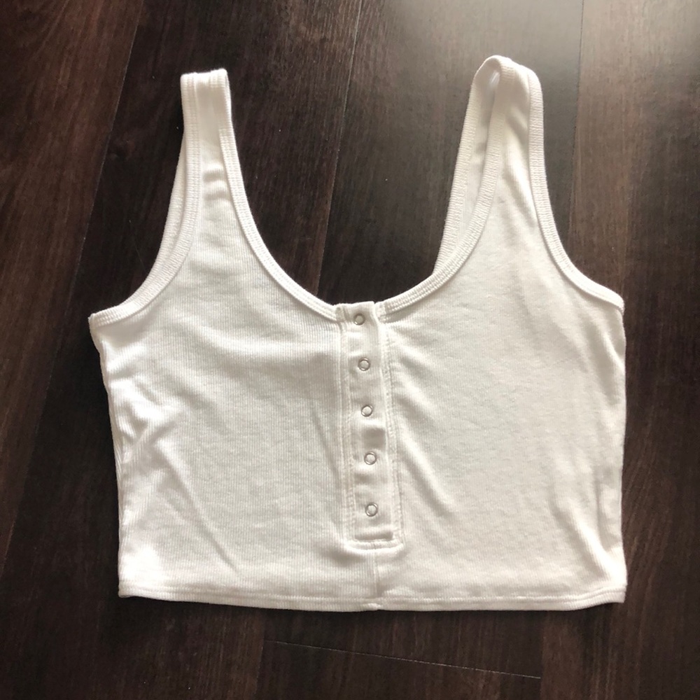 White button up crop top